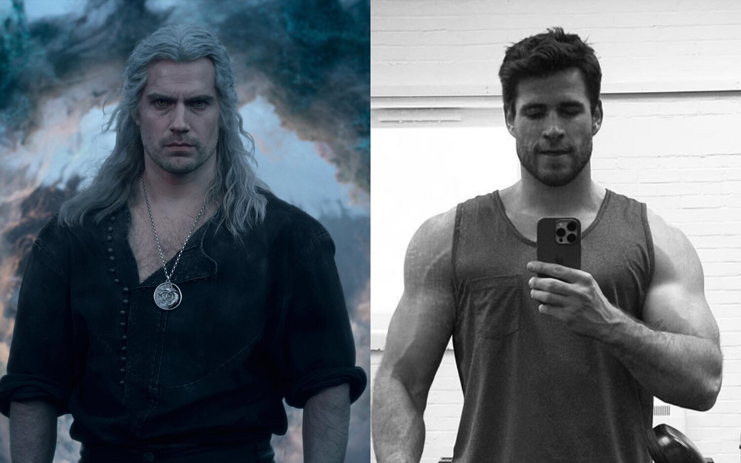 Henry Cavill en 'The Witcher' y Liam Hemsworth en el gimnasio