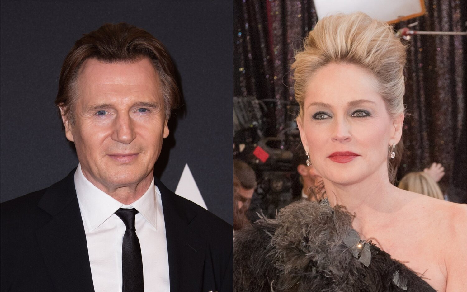 Liam Neeson en la 6ª edición de los Premios de los Gobernadores y Sharon Stone en los Oscar 2011.