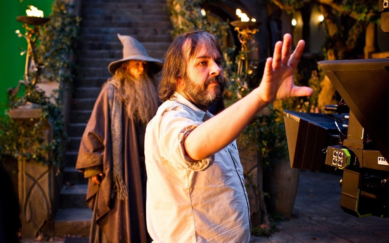 Peter Jackson durante la grabación de 'El Hobbit'