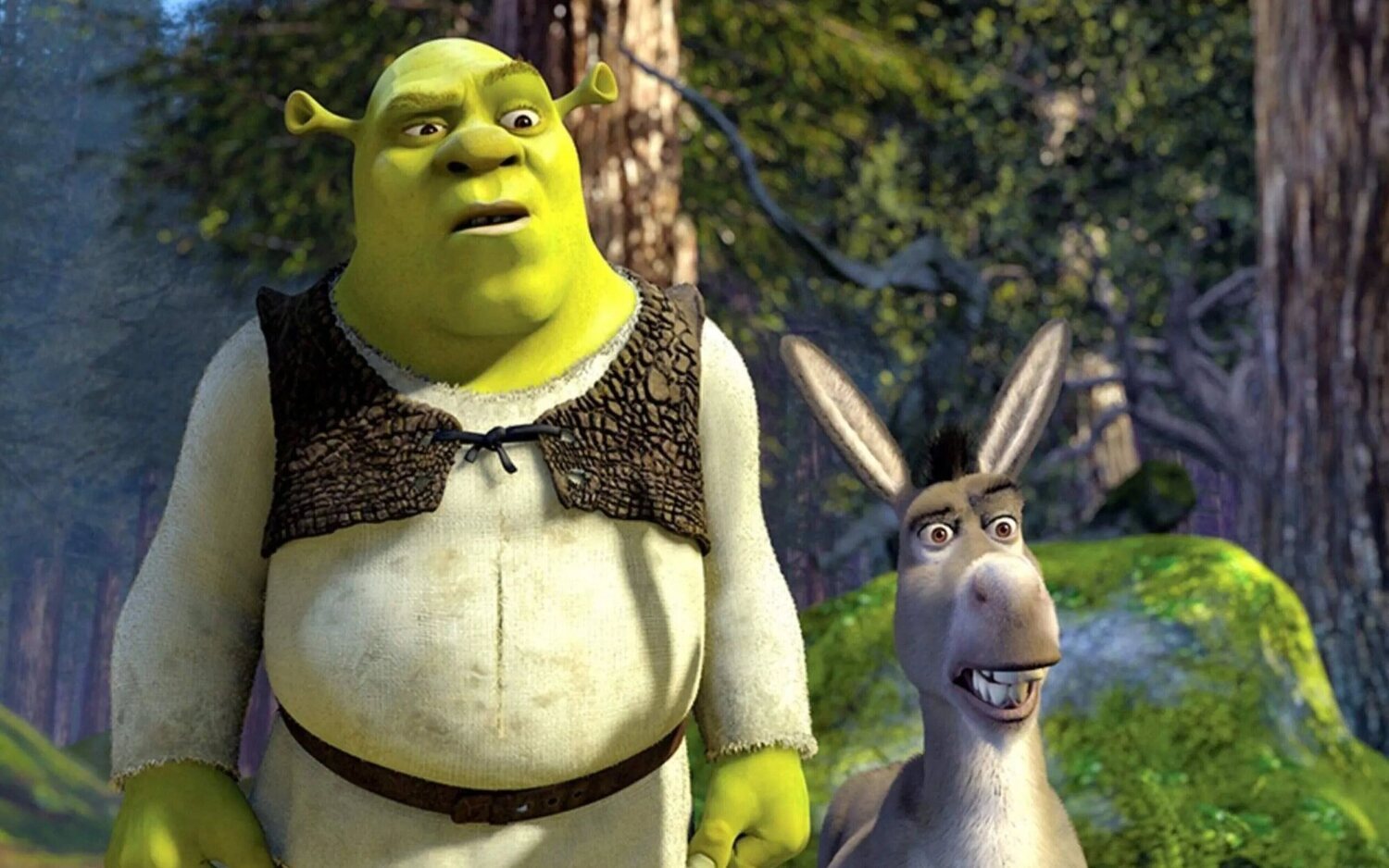 Shrek y Asno en 'Shrek'