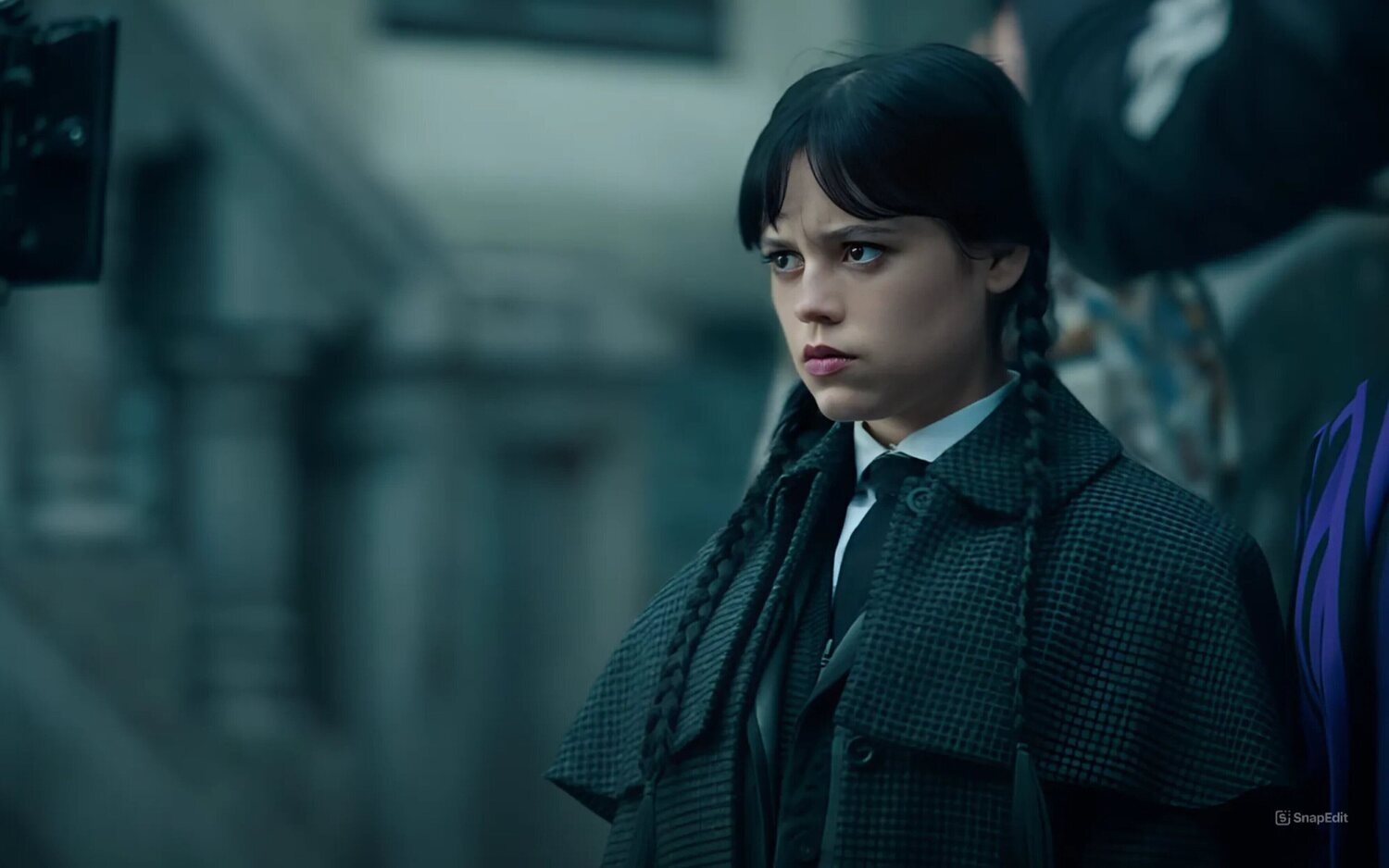 Jenna Ortega como Miércoles en el rodaje de la segunda temporada