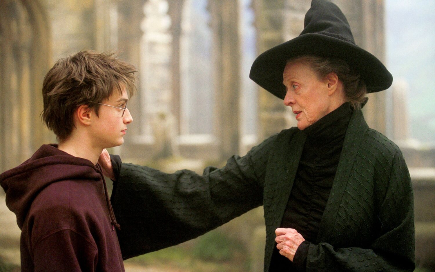 Daniel Radcliffe y Maggie Smith en 'Harry Potter'