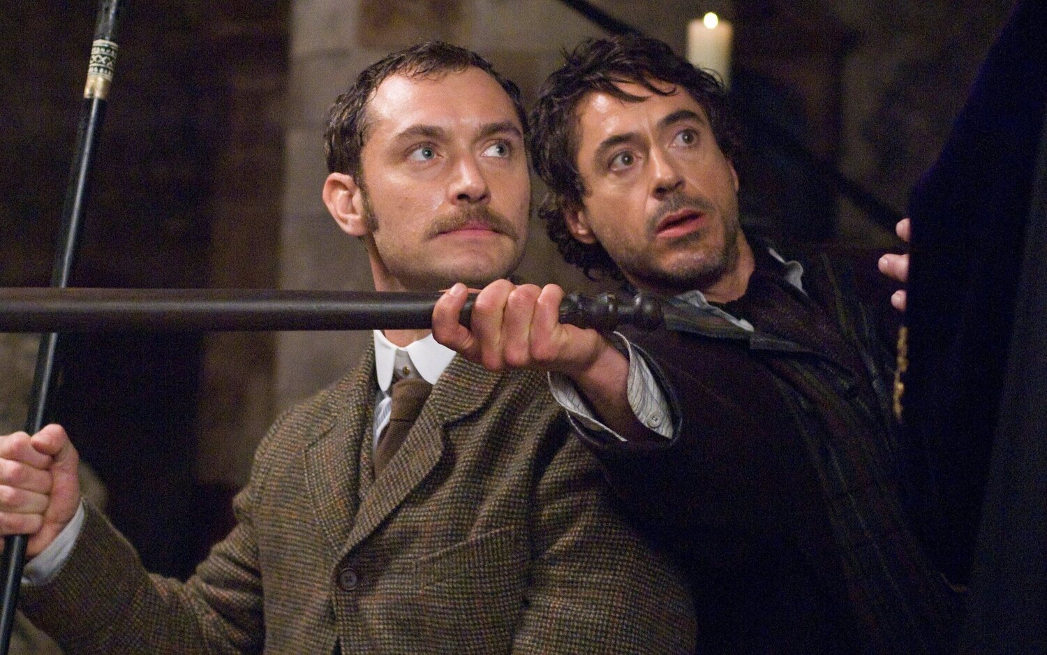 Jude Law y Robert Downey Jr. en 'Sherlock Holmes'