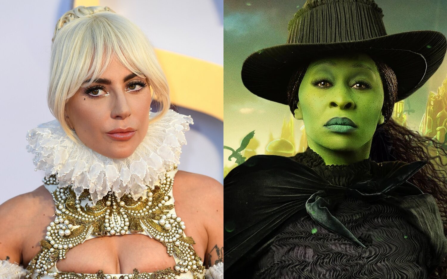 Lady Gaga y Cinthya Erivo como Elphaba en 'Wicked'