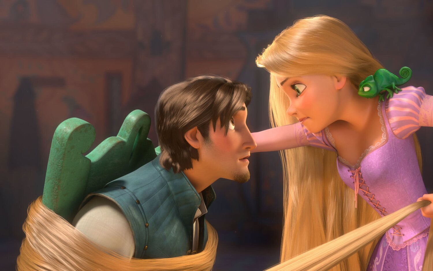 Flynn y Rapunzel en la versión original de 'Enredados'