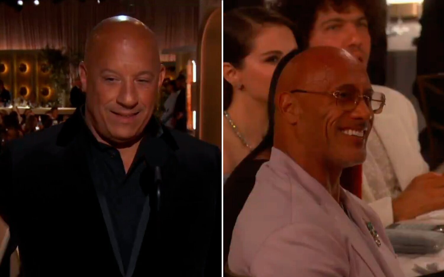 Vin Diesel y Dwayne Johnson en los Globos de Oro