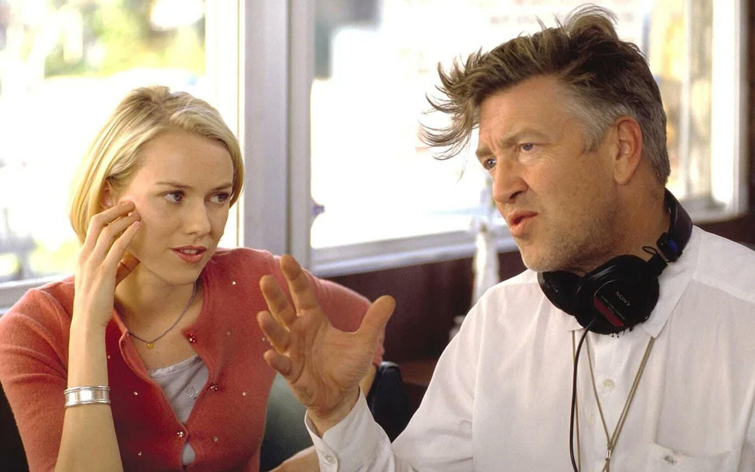 Naomi Watts y David Lynch en el set de 'Mulholland Drive' (2001)