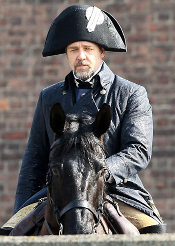 Russell Crowe como Javert en el rodaje de Los Miserables