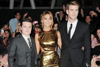 Jennifer Lawrence, Liam Hemsworth y Josh Hutcherson en la premiere de 'Los juegos del hambre'