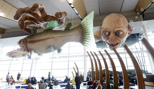 Estatua de Gollum en el aeropuerto de Wellington