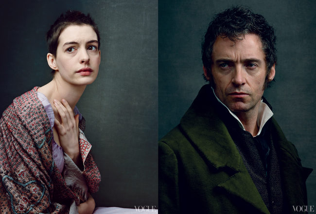 Anne Hathaway como Fantine; y Hugh Jackman como Jean Valjean