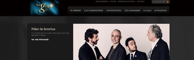 Web oficial de los Goya 2013