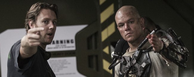 Neill Blomkamp y Matt Damon en el rodaje de Elysium