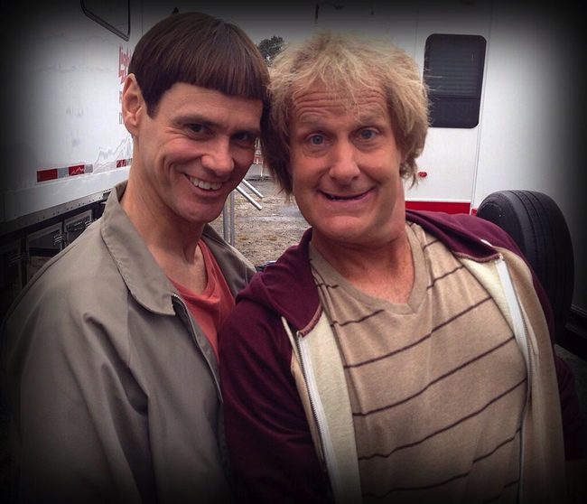 Jim Carrey y Jeff Daniels en el rodaje de 'Dos tontos muy tontos 2'