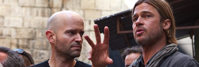 Marc Forster y Brad Pitt en el rodaje de 'Guerra Mundial Z'