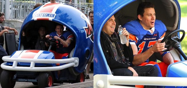 Jonah Hill y Channing Tatum en el rodaje de 22 Jump Street