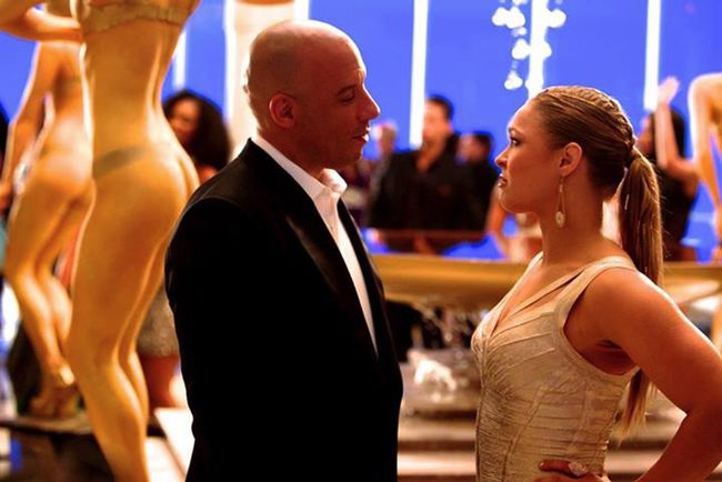 Vin Diesel y Ronda Rousey en el rodaje de Fast & Furious 7