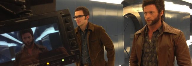 Nicholas Hoult y Hugh Jackman en el rodaje de 'X-Men: Días del futuro pasado'