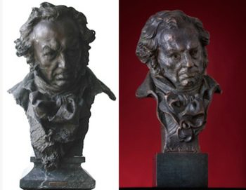 Busto de Goya por Mariano Benlliure y estatuilla de los premios Goya