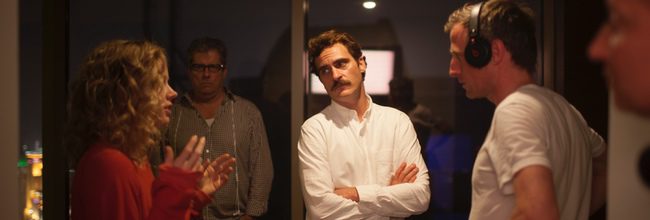 Amy Adams, Joaquin Phoenix y Spike Jonze en el rodaje de 'Her'