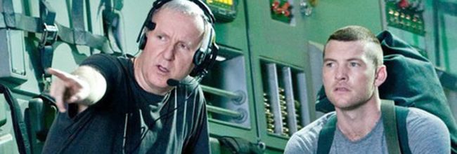 James Cameron y Sam Worthington en el rodaje de Avatar