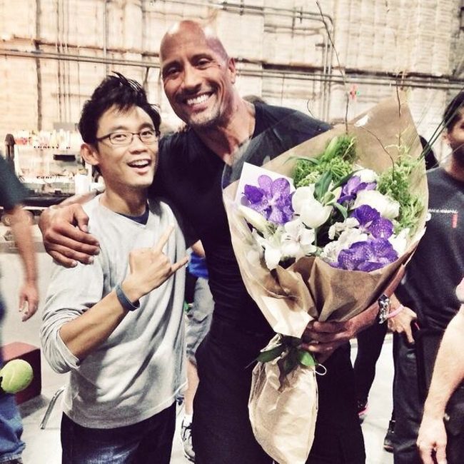 Dwayne Johnson en el rodaje de Fast & Furious 7