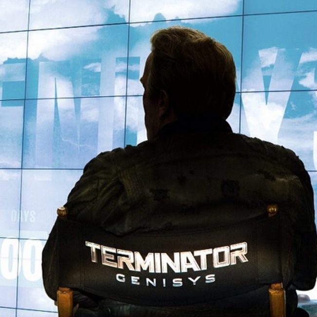 Arnold Schwarzenegger en el rodaje de Terminator Genisys