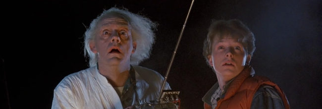 Micahel J. Fox y Christopher Lloyd en Regreso al futuro