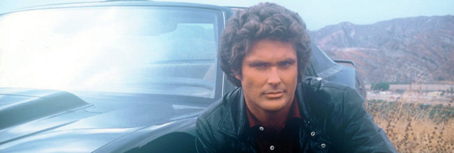 David Hasselhoff con el coche fantástico