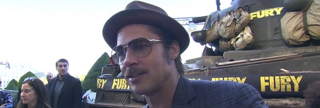 Brad Pitt en la premiere de 'Corazones de acero' en París