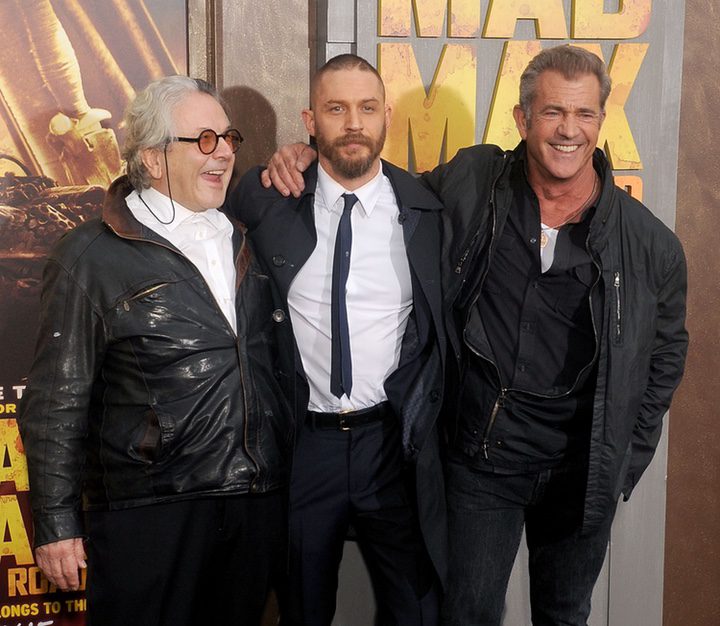 George Miller, Mel Gibson y Tom Hardy en la premiere de 'Mad Max: Furia en la carretera'