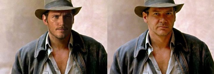  Chris Pratt y Harrison Ford como Indiana Jones