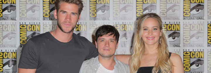 Liam Hemsworth, Josh Hutcherson y Jennifer Lawrence en la Comic-Con 2015