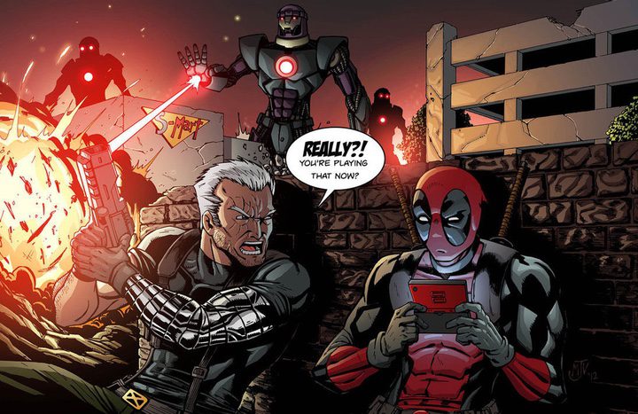 Deadpool y Cable en una viñeta de cómic