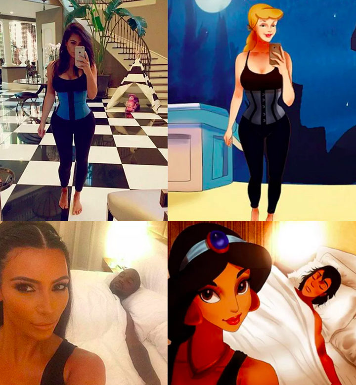 Las princesas Disney deciden convertirse en Kim Kardashian