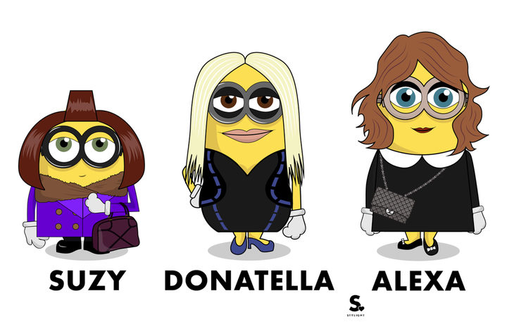  Suzy Menkes, Donatella Versace y Alexa Chung como Minions