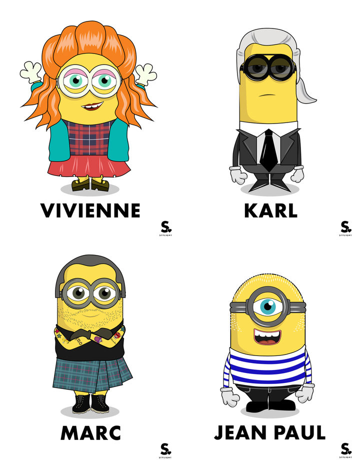  Karl Lagerfeld, Marc Jabos, Jean Paul Gaultier y Vivienne Westwood como Minions