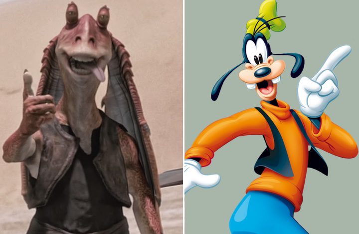 Jar Jar Binkd y Goofy