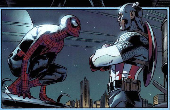 Spider-Man encara al Capitán América en un comic