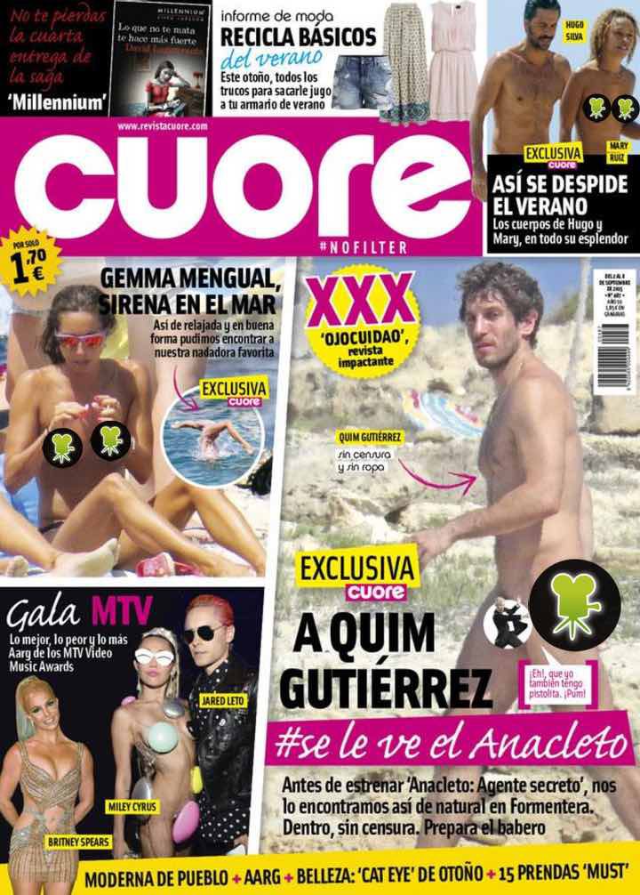  Portada de la revista CUORE con Quim Gutiérrez