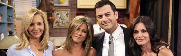 Las protagonistas de 'Friends' junto a Jimmy Kimmel