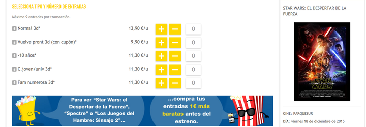  precio entradas Cinesa