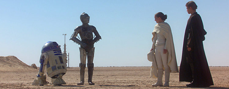 Kenny Baker, Anthony Daniels, Natalie Portman y Hayden Christensen