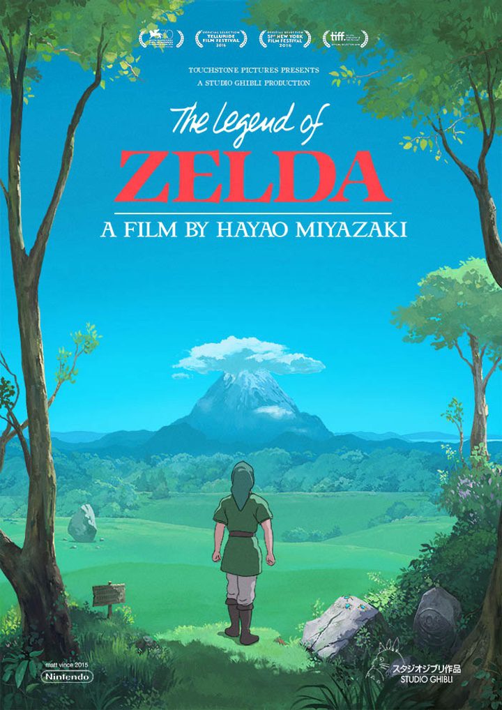 Link en el cartel inspirado en Studio Ghibli