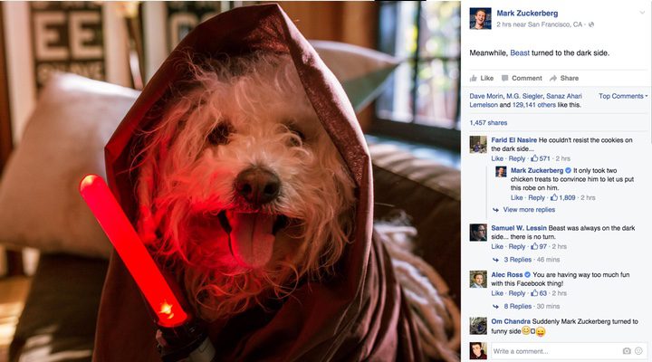 Mark Zuckerberg disfraza a su bebé de Jedi y genera cientos de imitaciones