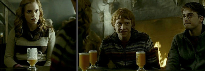 Los protagonistas de Harry Potter beben Butterbeer