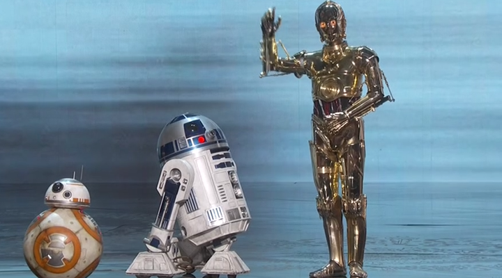 C3PO, R2D2, BB8 en los Oscars 2016