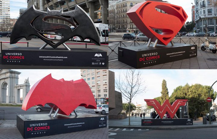 Emblemas Batman v Superman en Madrid