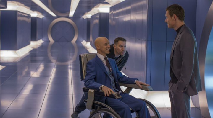 Bryan Singer, James McAvoy y Michael Fassbender en el rodaje de X-Men: Apocalipsis