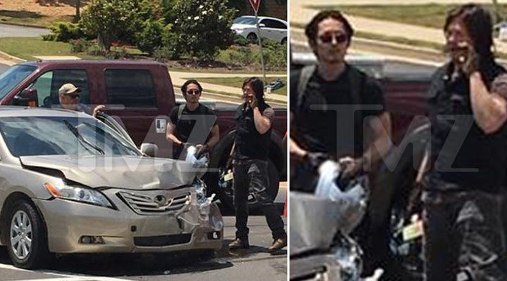 Norman Reedus y Steven Yeun de camino al rodaje de 'The Walking Dead'